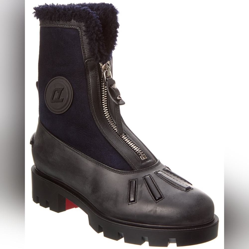 Christian Louboutin Glory Suede & Rubber Boot in Black